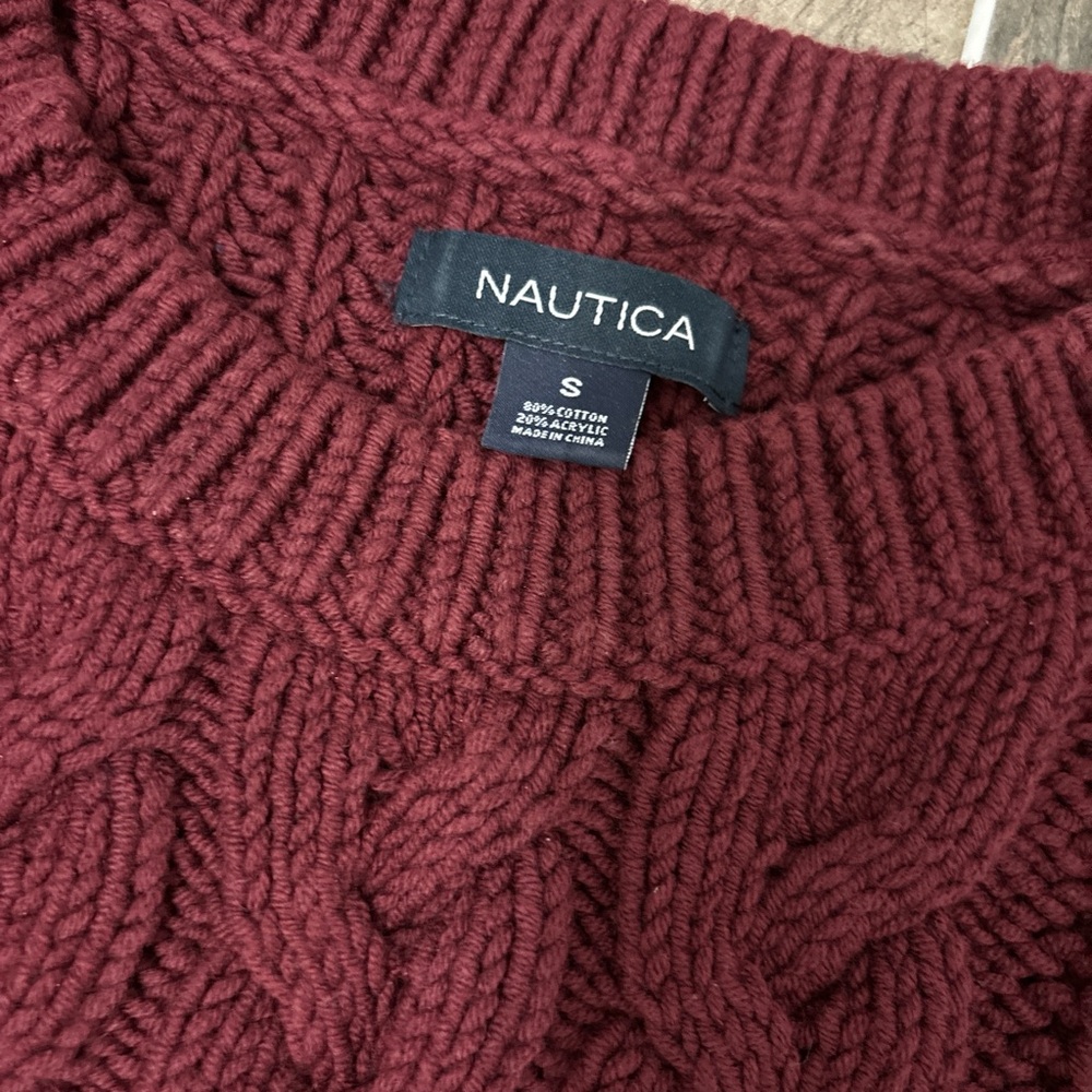 Nautica burgundy cable knit sweater - Picture 5 of 7